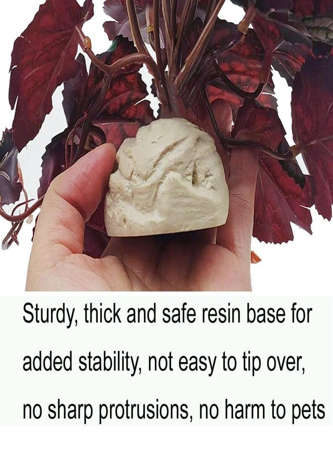 KERUIDENG Reptile Plants for Terrarium Decor,Amphibian Habitat Decor,Artificial Plants for Gecko Chameleon Snake Tortoise Tank Accessories with Base (Green heuchera micrantha) - Image 2